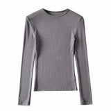 Women T-shirt Fall Women's Clothing Bottoming Shirt round Neck Long Sleeve T-shirt for Women