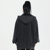 Men Hoodie Cardigan Sweater Men's Loose Casual Spring and Autumn Distressed Hooded