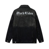Men Denim Jacket XINGX Embroidered Denim Jacket Male and Female Couples Wear Washed Distressed Jacket