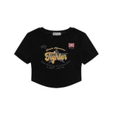 Women T-shirt Printed Short T-shirt Girls Summer round Neck