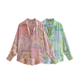 Women T-shirt Women's Spring Clothing Long Sleeve Printed Drape Shirt