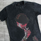 Male Tees Shirts Graphic Men's T-shirt Washed Tops