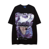 Men T Shirt Street Graffiti Short Sleeve T-shirt Men and Women Couple Loose Hip Hop