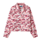 Men Denim Jacket Men's Loose Hole Denim Camouflage Coat