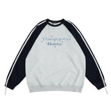 Men Hoodie Letter Gradient Printing Color-Block Crew Neck Sweatshirt