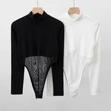 Women T-shirt Stitching Long Sleeve T-shirt Female