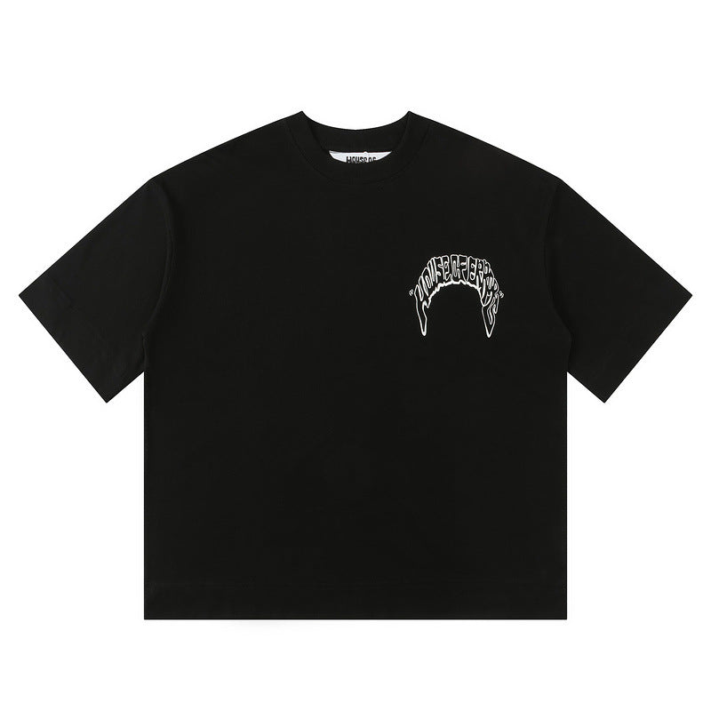 House Of Errors T-Shirt Letter Print Short Sleeve Vintage Crew Neck Loose T-Shirt