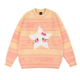 Women Sweater round Neck Sweater Loose Girls Autumn Stripes