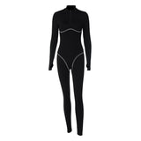 Women Jumpsuit Temperament Slim-Fit Zipper Turtleneck Long Sleeve Jumpsuit