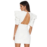Women Desses French Retro White Deep V Dress