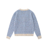 Women Sweater Color Matching Sweater Button Casual Long Sleeve