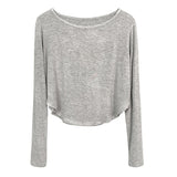 Women Long Sleeve Shirt round Neck Short Long-Sleeved T-shirt Women