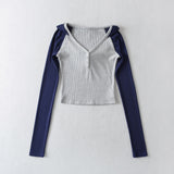 Women T-Shirt Hooded Ins Sports Top Short Stitching Sweater Women