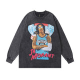 Men Long Sleeve Shirt Hip Hop Retro Vintage Long Sleeve T-shirt Men and Women All-Match Casual Bottoming Top