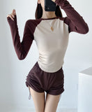 Women T-Shirt Long-Sleeved T-shirt Women's round Neck Bottoming Shirt Top