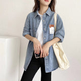 Women T-shirt Spring Autumn Blouse Loose Denim Jacket