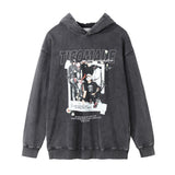 Men Hoodie Printed Washed Distressed Hooded Sweater Men's Hip Hop Loose Pullover