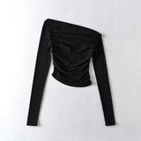 Women T-Shirt Long-Sleeved T-shirt Women's Stretch Solid Color Bottoming Shirt Autumn