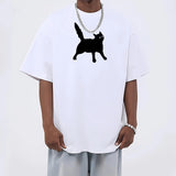 scratch cat pixel print  cotton short sleeve