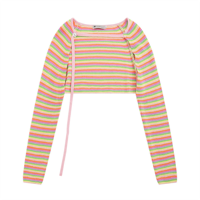 Women Sweater Short Knitted Cardigan Girls Casual Long Sleeve