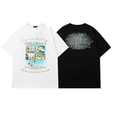 Men T Shirt Hip Hop Vintage Print Short Sleeves T-shirt Men and Women Casual