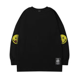 Men Long Sleeve Shirt Printed Long Sleeve T-shirt Men's and Women's Casual Smiley round Neck Top