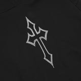 Men Hoodie Rhinestone Letter Hooded Cardigan Sweater