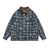 Men Denim Jacket Denim Shirt Coat Men's Contrast Color Lapels Jacket Spring and Autumn