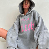 Women Sweatshirt Distressed Hooded Sweater Autumn and Winter Loose Casual