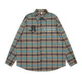 Men Long Sleeved T Shirt Plaid Long Sleeve Shirt Men Street Fashion Versatile Spring and Autumn Casual Loose Lapels