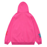 Men Hoodie Five-Pointed Star Puff Print Hooded Jacket Two-Way Zipper Cardigan Sweater