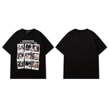 Men T Shirt Kitten Print Short Sleeve T-shirt Hip-Hop Street Loose