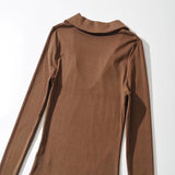 Women T-Shirt Autumn Long Sleeve Lapel V-Shaped Women's T-shirt