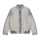 Men Denim Jacket Stitching Washed and Worn Denim Jacket Coat Men's Autumn and Winter Loose Denim Jacket