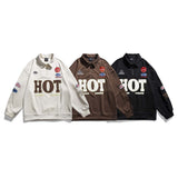 Unisex Jacket Autumn Letter Embroidered Pullover Sweatshirt