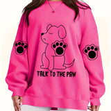 Plus Size Dog Print Sweatshirt Casual Long Sleeve