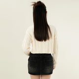 Women Sweater Long Sleeve Short Sweater Casual Spring and Autumn round Neck Sweater