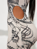 Women's Dresses Women's Autumn Printed Slim-Fit Sheath Dress