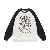 Men Hoodie Cartoon Cat Pattern Printed Sweater