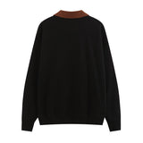 Men Long Sleeve Shirt Letter Polo Sweater Men and Women Vintage Couple Long-Sleeve T-shirt