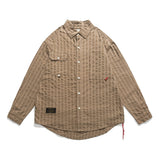 Men Long Sleeved T Shirt Striped Long Sleeve Lapel Shirt Men's Spring and Autumn High Street Casual Shirt Outer Wear