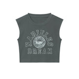 Women Vest Ultra Short Letter Print Vest Women's Hip Hop Summer round Neck Sleeveless