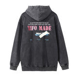 Men Hoodie Washed Vintage Printed Hoodie Men