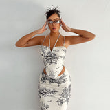 Women Co-Ord Set Skirt Two-Piece Retro Printed Fashion