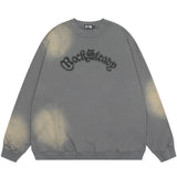 Men Hoodie Letter Printed round Neck Long Sleeve Men's Sweater Loose Top