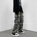 Men Sweatpants Vintage Camouflage Workwear Pants Men's Spring and Autumn
