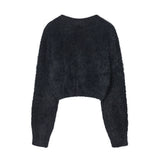 Women Sweater Short Sweater Girls' Autumn Solid Color Long Sleeve Sweater