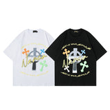 Men T Shirt Hip Hop Retro Short Sleeve T-shirt Men and Women Casual