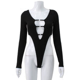 Women Jumpsuit Long Sleeve Tight Bodysuit Sexy Top