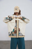 Unisex Jacket Autumn Canvas Stitching Lace Jacket Women's Clothing